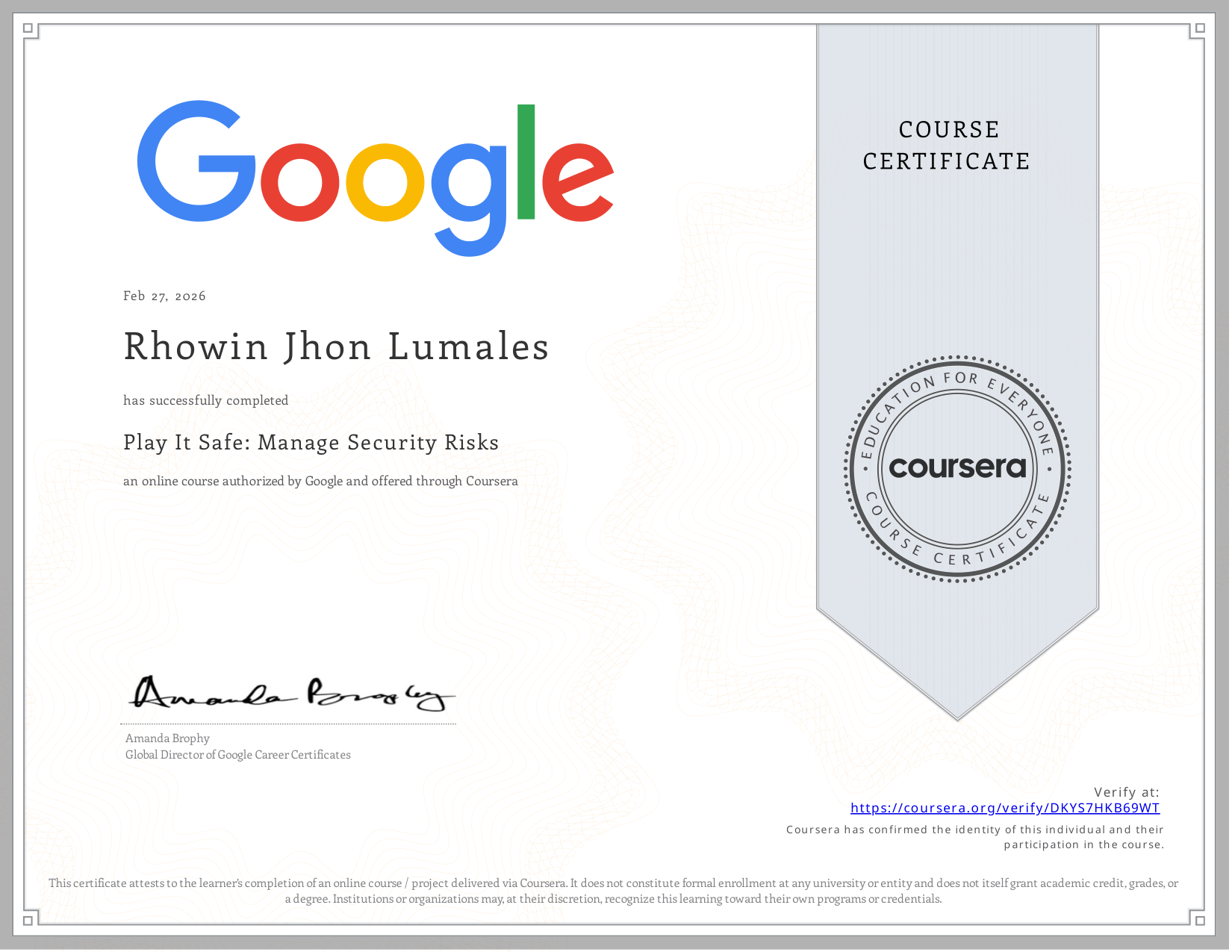 Play It Safe Manage Security Risks